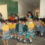 school children with flag